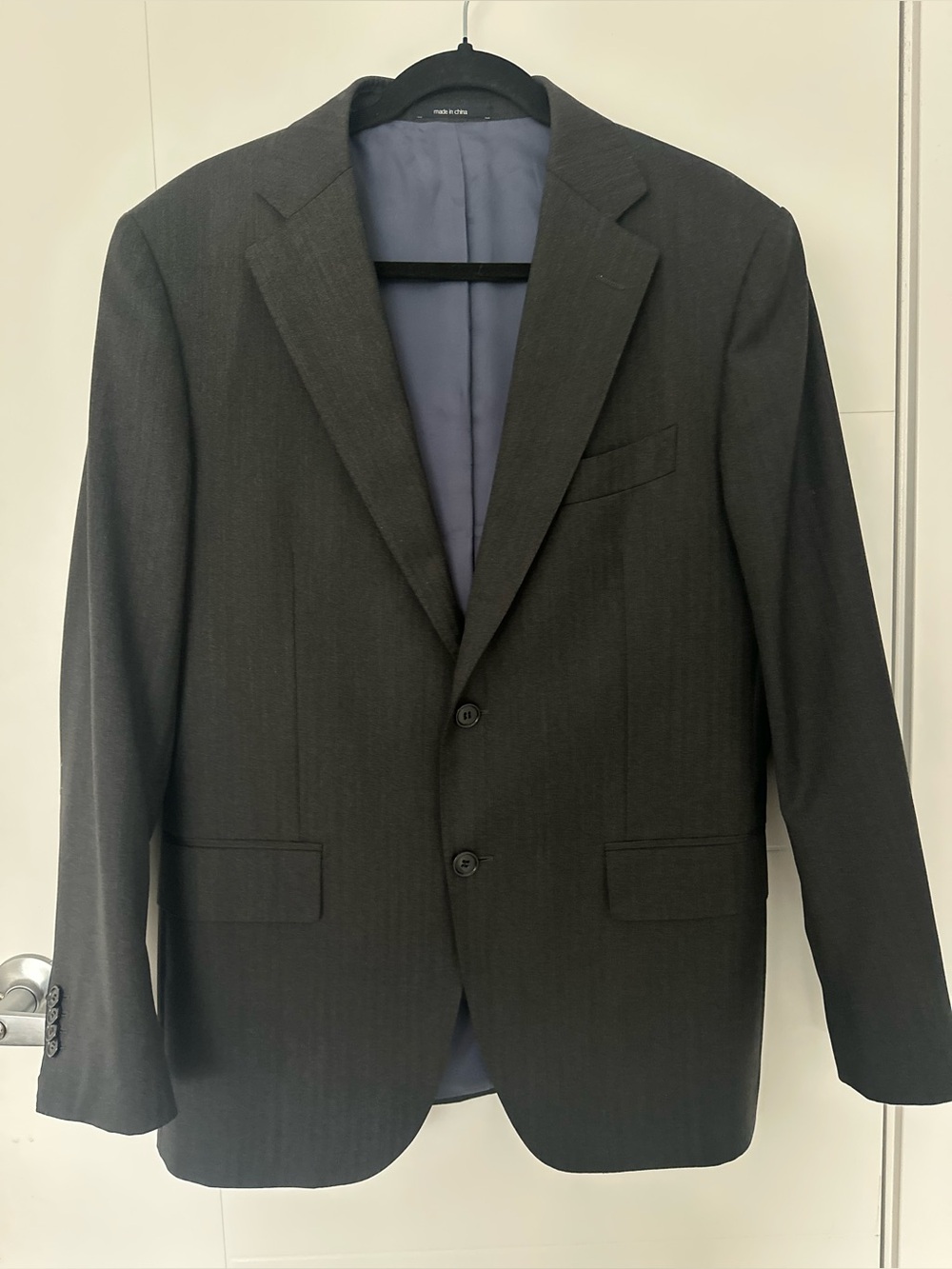 Suitsupply Charcoal Gray Two-Button Suit Jacket EUR 50R Pure Wool Super 110's